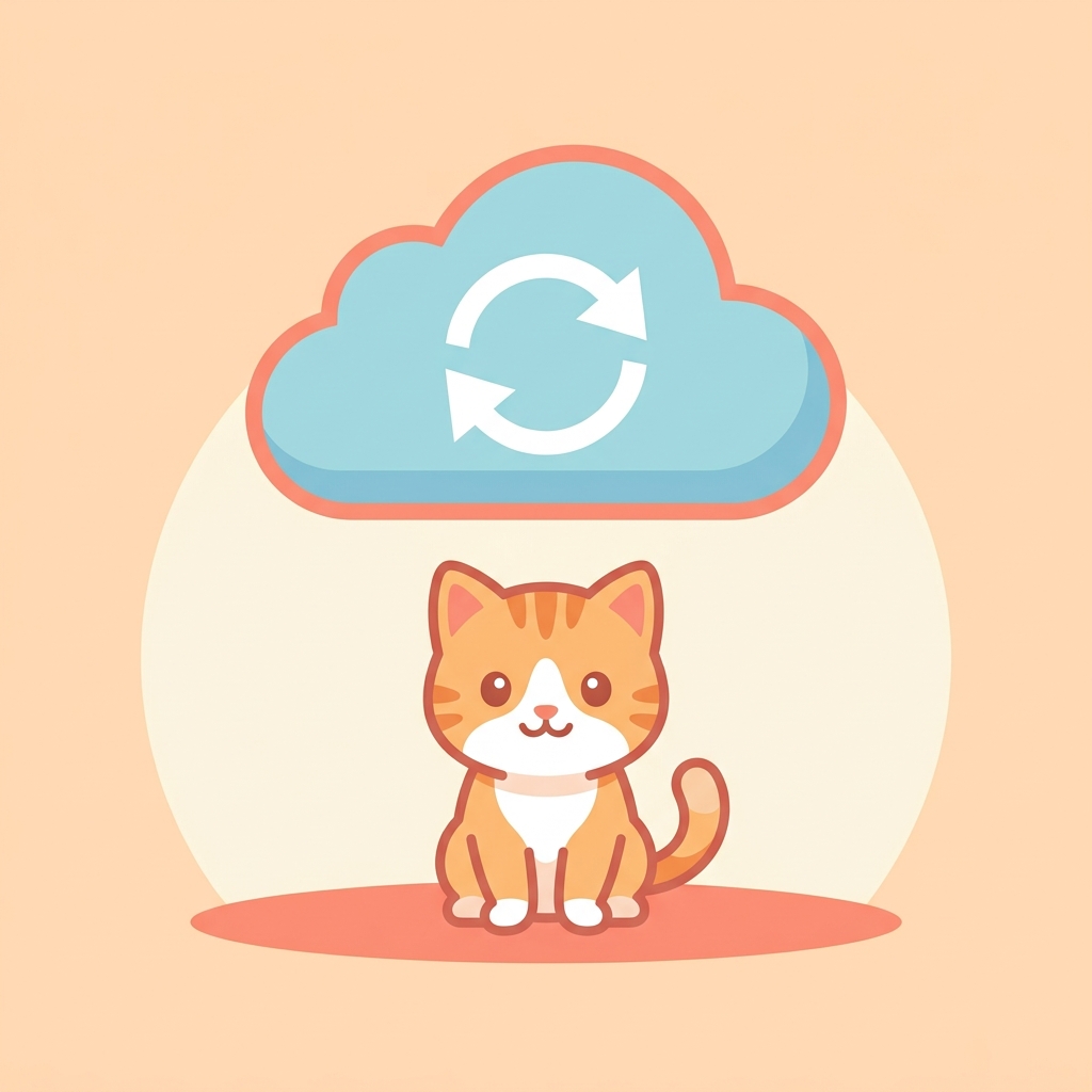Cross-device data synchronization and cloud backup illustration